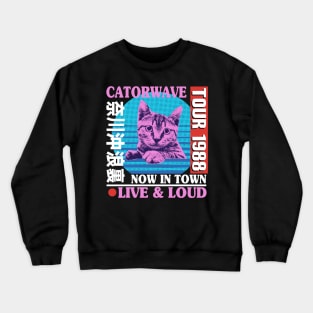 Vaporwave Aesthetic Retro Cat Gift Funny Japan Otaku Crewneck Sweatshirt